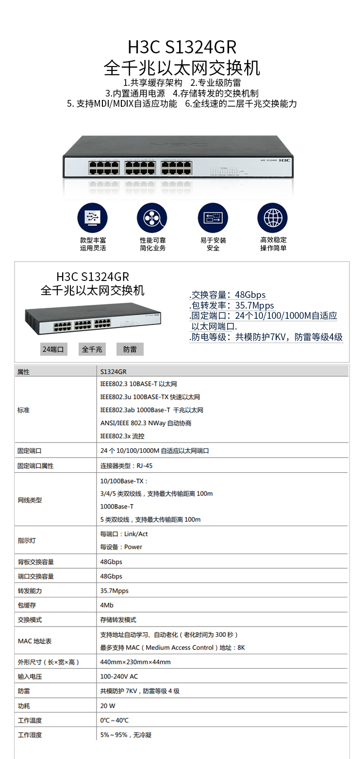 H3C交换机S1324GR