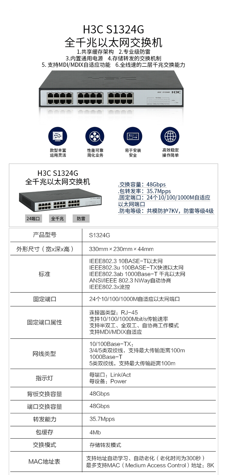 H3C交换机S1324G